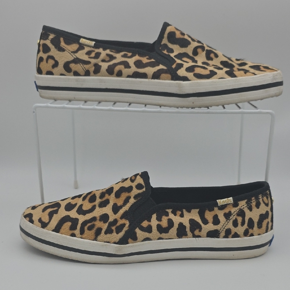 Keds x Kate Spade Women's Double Decker Leopard Pony Hair Sneakers Size 10